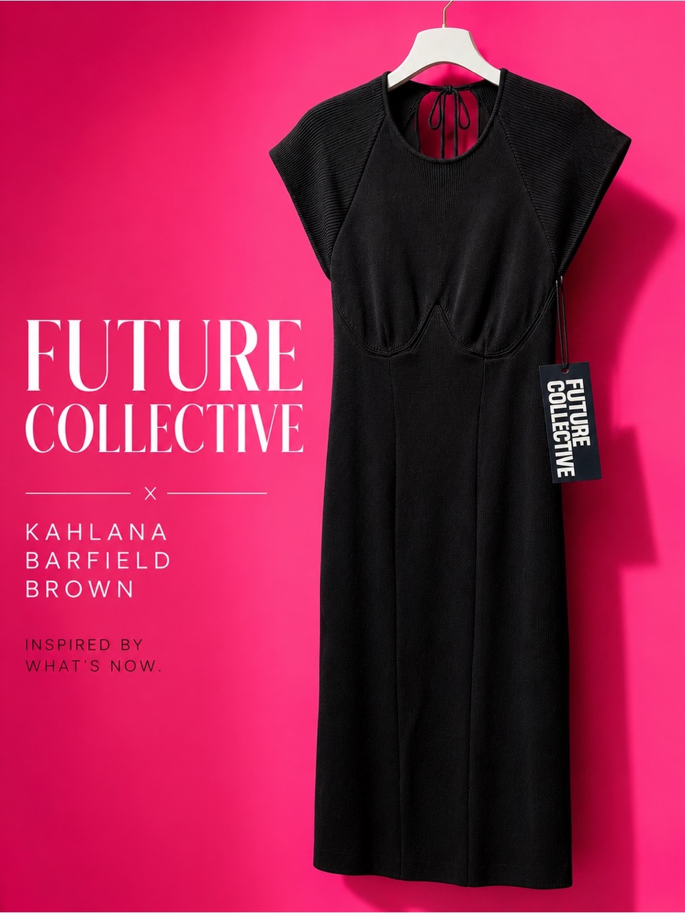Future Collective Black Backless Tie Knit Midi Dress